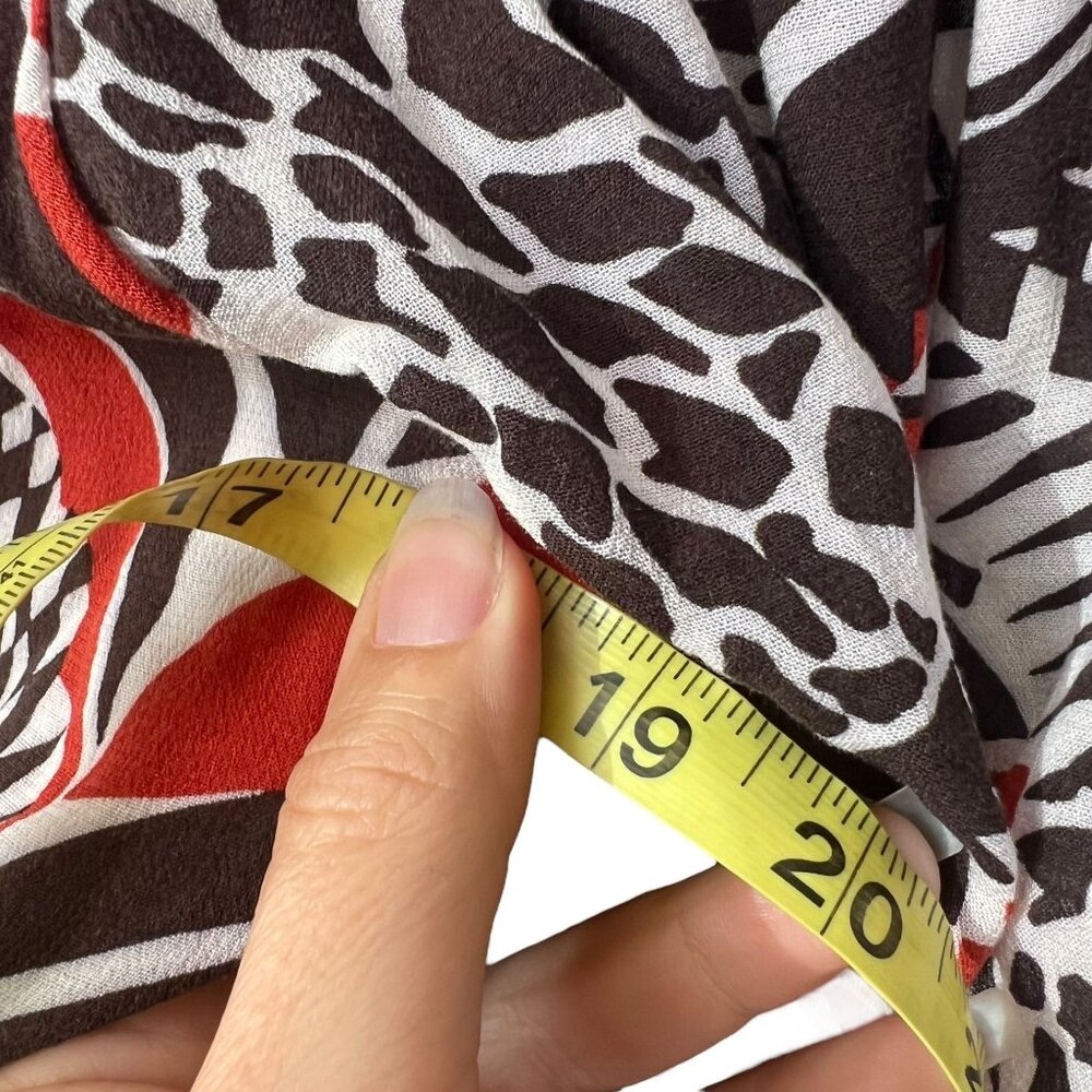 Anthropologie Brown Red White Print Tiered Short Sleeve Tiered Maxi Dress Medium - Picture 9 of 12